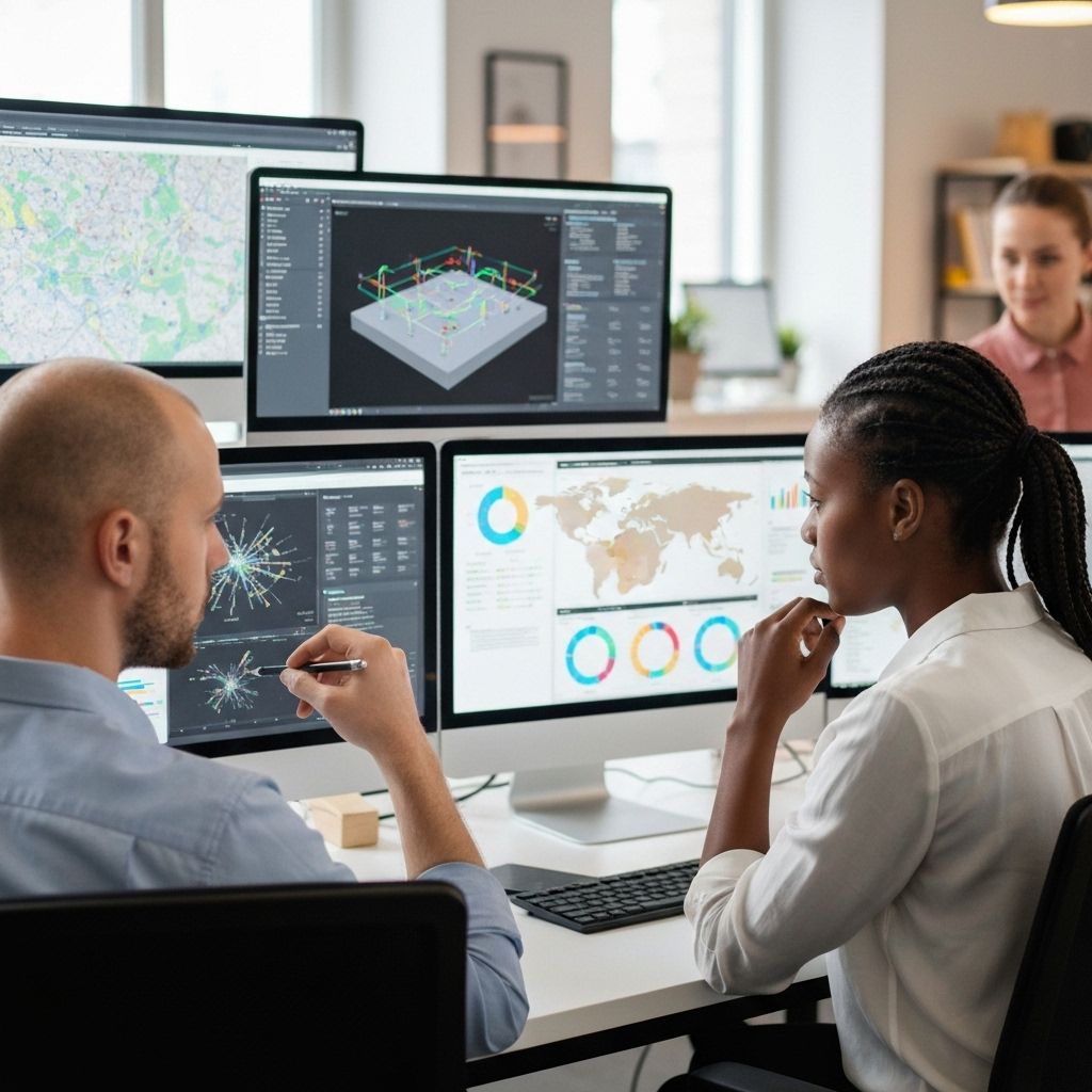 Team analyzing geospatial data